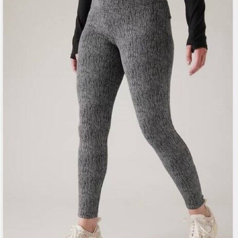 Athleta Delancey Skyline High Rise Legging Black Braiden Texture XL - Picture 2 of 6